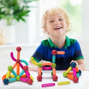 Costway Set de 88 Barras y Esferas Magnéticas para Niños Set Juguetes
