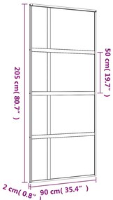 Porta deslizante 90x205 cm vidro ESG fosco/alumínio dourado