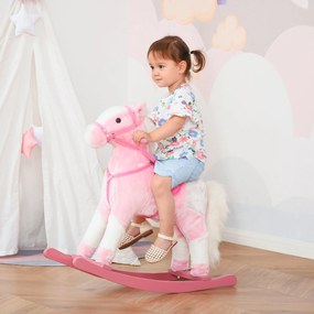 HomCom Cavalo de balanço para crianças acima de 3 anos cor rosa