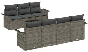 Conjunto de Sofá de Jardim com 8 Peças e Almofadas Cinzas em Rattan Fi