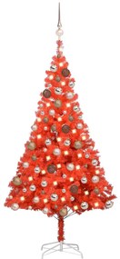 3077600 vidaXL Árvore Natal artificial pré-iluminada c/ bolas PVC vermelho