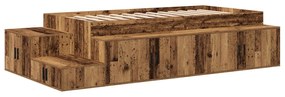 Estrutura de Cama de Armazenamento Madeira Velha 90x200 cm