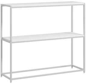 HOMCOM Mesa Consola de Entrada Mesa de Entrada com Estante Aberto e Estrutura de Aço Anti-tombo para Sala 100x30x87 cm Branco