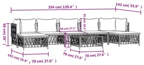 8 pcs conjunto lounge de jardim com almofadões aço antracite