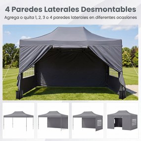 Tenda dobrável 431 x 291 cm, pop-up com 4 paredes amovíveis, altura ajustável, 4 x Sacos de areia, saco de transporte, rodas, impermeável, para pátio,