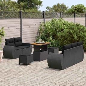 Conjunto de Sofá de Jardim com 8 Peças da com Almofadas, Rattan de Pol