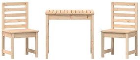 3 pcs conjunto de bistrô para jardim madeira de pinho maciça