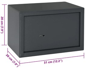 Cofre com Fechadura de Chave Cinza Escuro 20x31x20 cm Aço