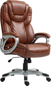 Cadeira de escritório com função de balanço e rodas giratórias a 360°, 66 x 75,5 x 115,5-124,5 cm, castanha