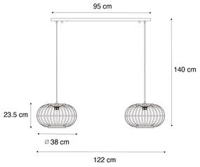 Candeeiro suspenso oriental bambu 2 luzes - Amira Oriental