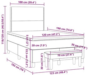 Cama boxspring com colchão 120x190 cm tecido cinzento-escuro