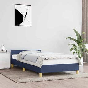 vidaXL Estrutura cama c/ cabeceira sem colchão tecido 90x200 cm azul