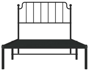 Estrutura de cama com cabeceira 100x200 cm metal preto