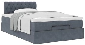 Cama otomana com colchão 120x190 cm veludo cinzento-escuro