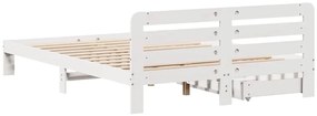 Cama sem colchão 140x190 cm madeira de pinho maciça branco