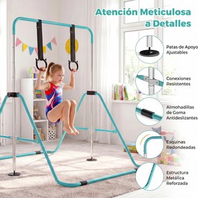 Barra de Ginástica para Crianças, 111,5 x 144,5 x 132 cm, Ajustável em 4 Níveis de Altura, Azul
