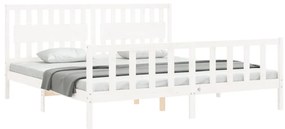 Cama sem colchão 200x200 cm madeira de pinho maciça branco