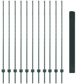 Cerca de Arame Soldado com 11 Postes U Verde 1.6x25 m Aço