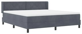 Cama Box Spring vidaXL com Colchão cinza escuro 180x200 cm Veludo