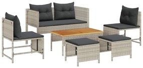 Conjunto de Sofás para Exterior Cinza claro e cinza escuro