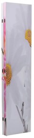 Biombo dobrável com estampa de flores 160x170 cm