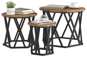 Mesas Laterais Empilháveis vidaXL 3 pcs Madeira Velha em Madeira de En