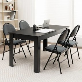 Conjunto de 4 cadeiras dobráveis portáteis com assento almofadado e encosto em tecido Estrutura metálica estofada para escritório casa Cinzento