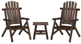 vidaXL 3 pcs conjunto lounge de jardim madeira de abeto maciça