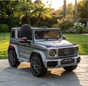 Carro elétrico para crianças até aos 5 anos Mercedes G63 AMG, 12V, bateria lítio, pneus de borracha, Controle remoto Cinzento