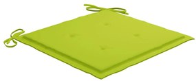 Cadeiras jardim c/ almofadões verde brilhante 2 pcs teca maciça
