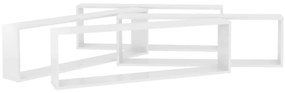 Estantes parede cúbicas 4pcs derivados madeira branco brilhante
