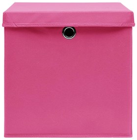 Caixas de arrumação com tampas 10 pcs 32x32x32 cm tecido rosa