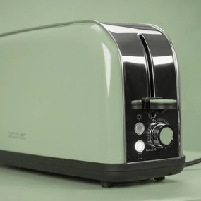 Torradeira vertical Toastin' time 850 Green Long de aço com ranhura longa e suporte para pãezinhos