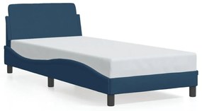 Estrutura cama c/ cabeceira sem colchão tecido 90x200 cm azul