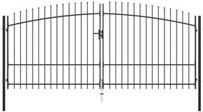 Portão de cerca com porta dupla e topo em lanças 400x225 cm