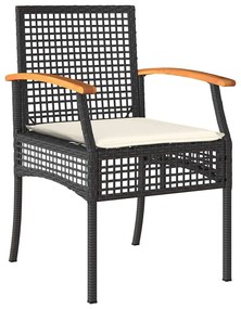 Conjunto de Jantar de Jardim com Almofadas - 3 Peças em Rattan, Poliés