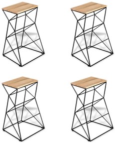 vidaXL Bancos de bar 4 pcs madeira de mangueira maciça