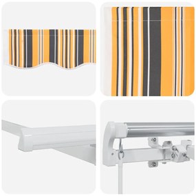 Toldo Retrátil Manual Multicolorido e Amarelo e Cinza e Branco