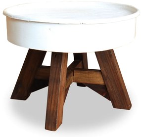 vidaXL Mesa de centro 60x45 cm madeira recuperada maciça branco