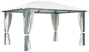 Gazebo com cortina 400x300 cm alumínio creme