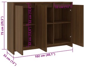 Aparador Endy de 3 Portas - Nogueira - Design Moderno