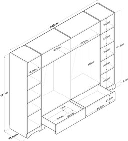 Roupeiro F4 – Branco – 243x181x47,6 cm