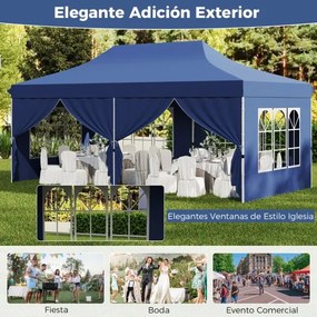 Tenda jardim, festas, eventos de 600 x 300 cm com 6 paredes laterais removíveis, com 6 pesos com bolsa de transporte Azul