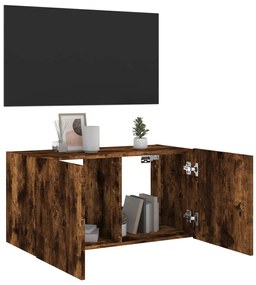 Móvel de parede p/ TV c/ luzes LED 80x35x41 cm carvalho fumado