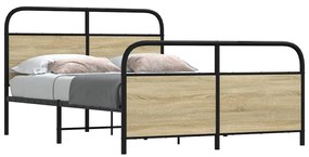 Estrutura de cama sem colchão 140x190 cm metal carvalho sonoma