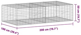 Cesto gabião com cobertura 200x100x50 cm ferro galvanizado