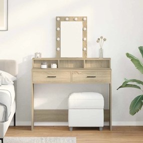Mesa de Maquiagem vidaXL com Luzes LED Carvalho Sonoma 100x41x140 cm