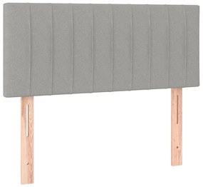 Cama box spring c/ colchão e LED 120x190 cm tecido cinza-claro