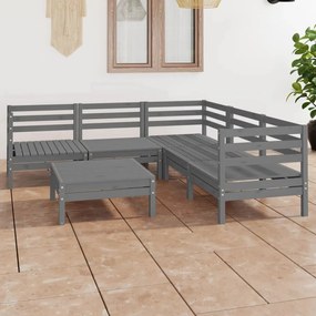 vidaXL 6 pcs conjunto lounge de jardim pinho maciço cinzento