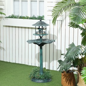 Bebedouro para pássaros e Floreira 3 em 1 Ø 50 x 113 cm, em polipropileno verde-acinzentado